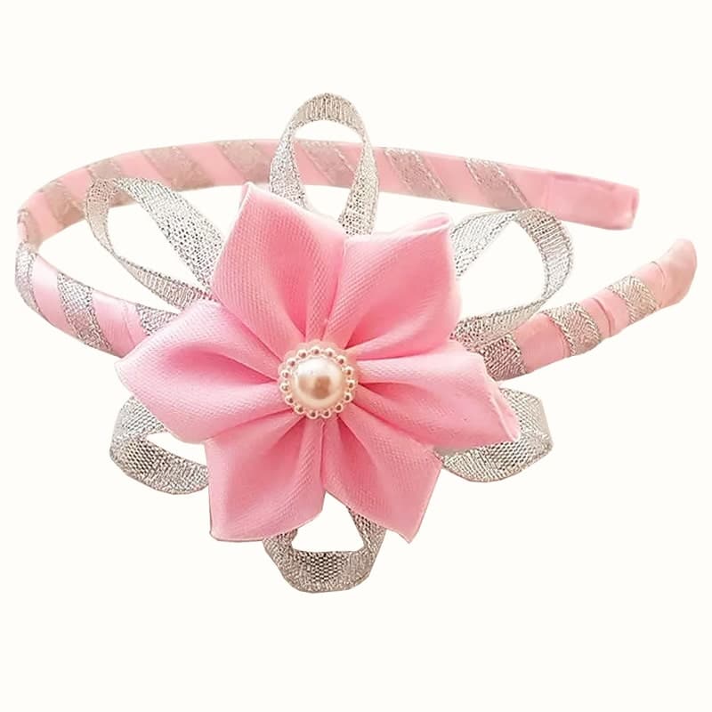 Alice band with Pink Satin Flower