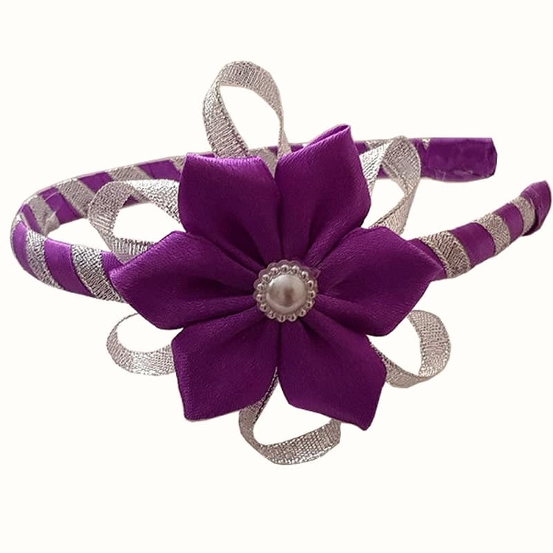 Alice band with Purple Satin Flower