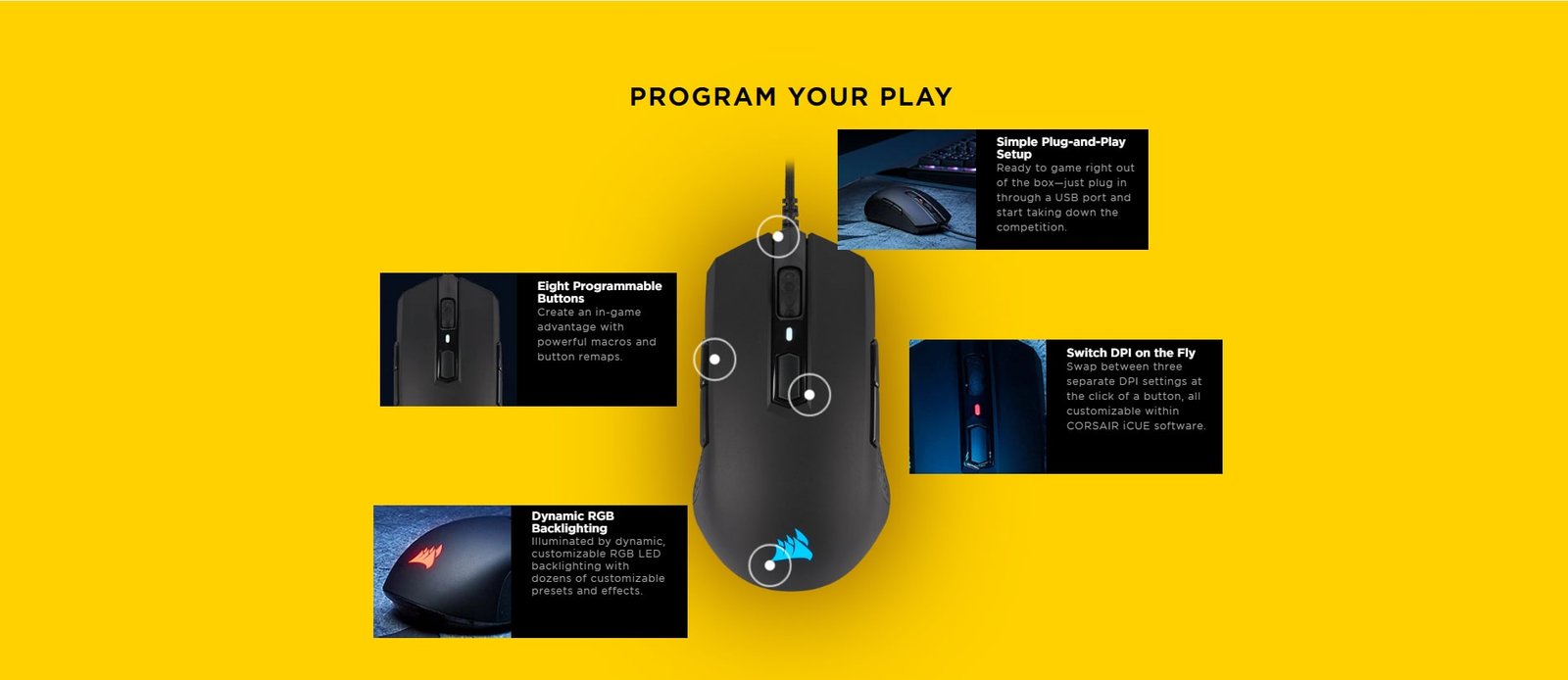 CORSAIR M55 RGB PRO Ambidextrous Multi-Grip Gaming Mouse | Mega Shopping Australia