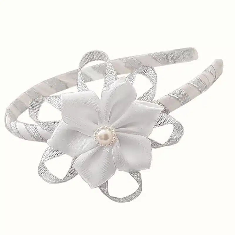 Alice Band with White Satin Flower