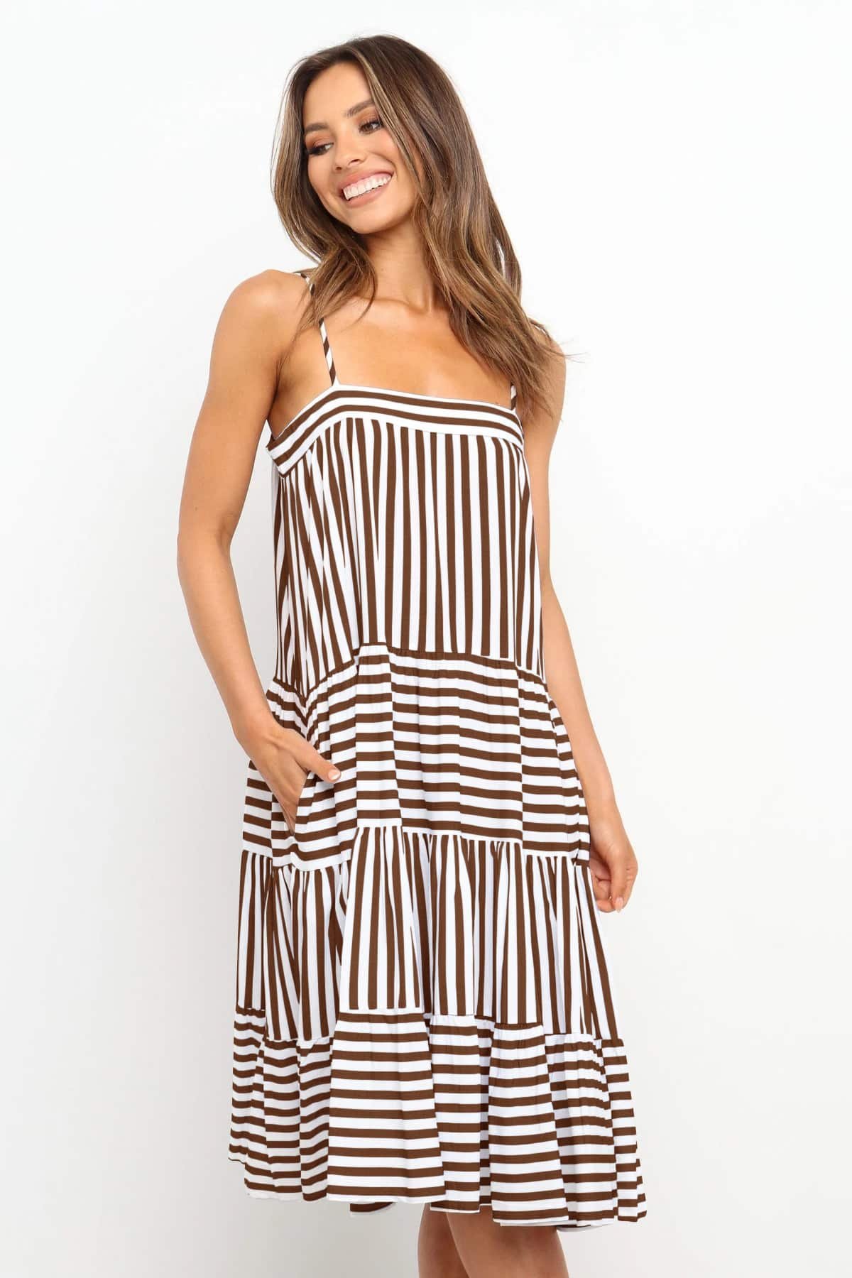 Women's Relax Fit Sling Stripe Dress - Light Blue - Image 4