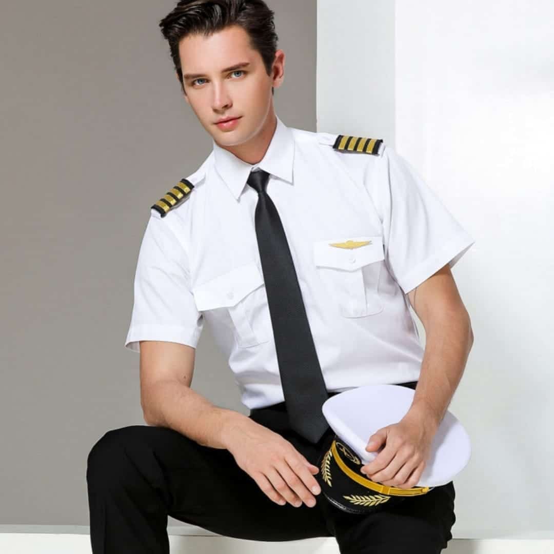 Pilot Uniform White Shirt with Epaulet
