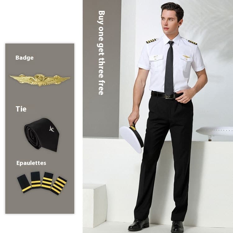 Pilot Uniform White Shirt with Epaulet - Image 2