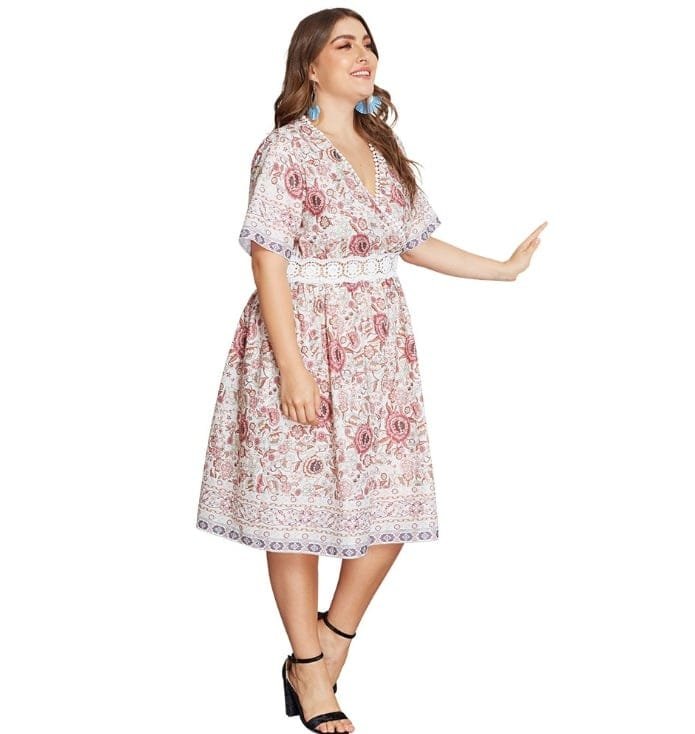 Plus size dress Printed long skirt women's summer dress - Image 6
