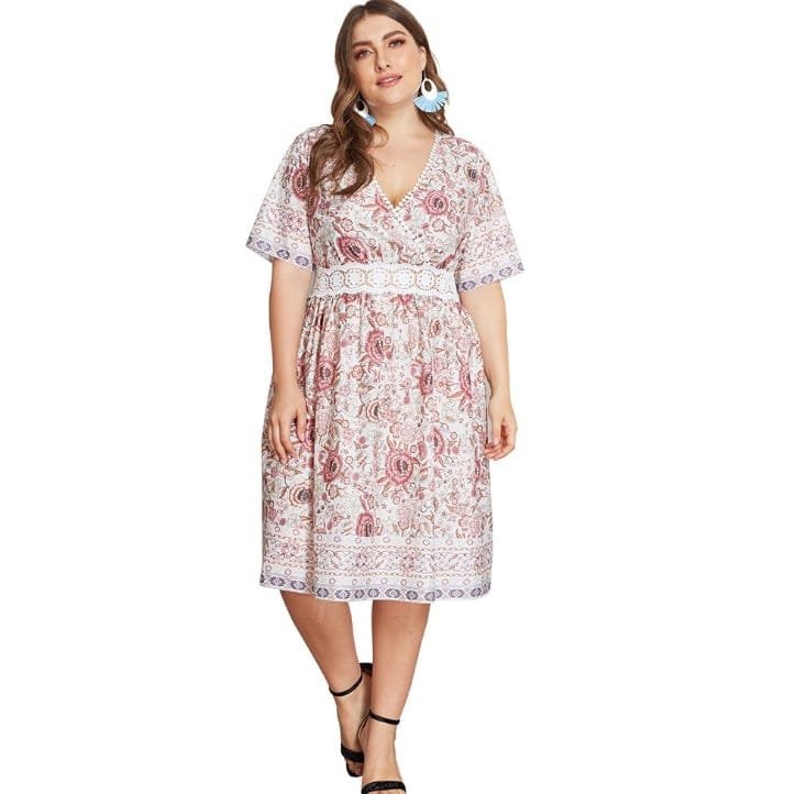 Plus size dress Printed long skirt women's summer dress - Image 5