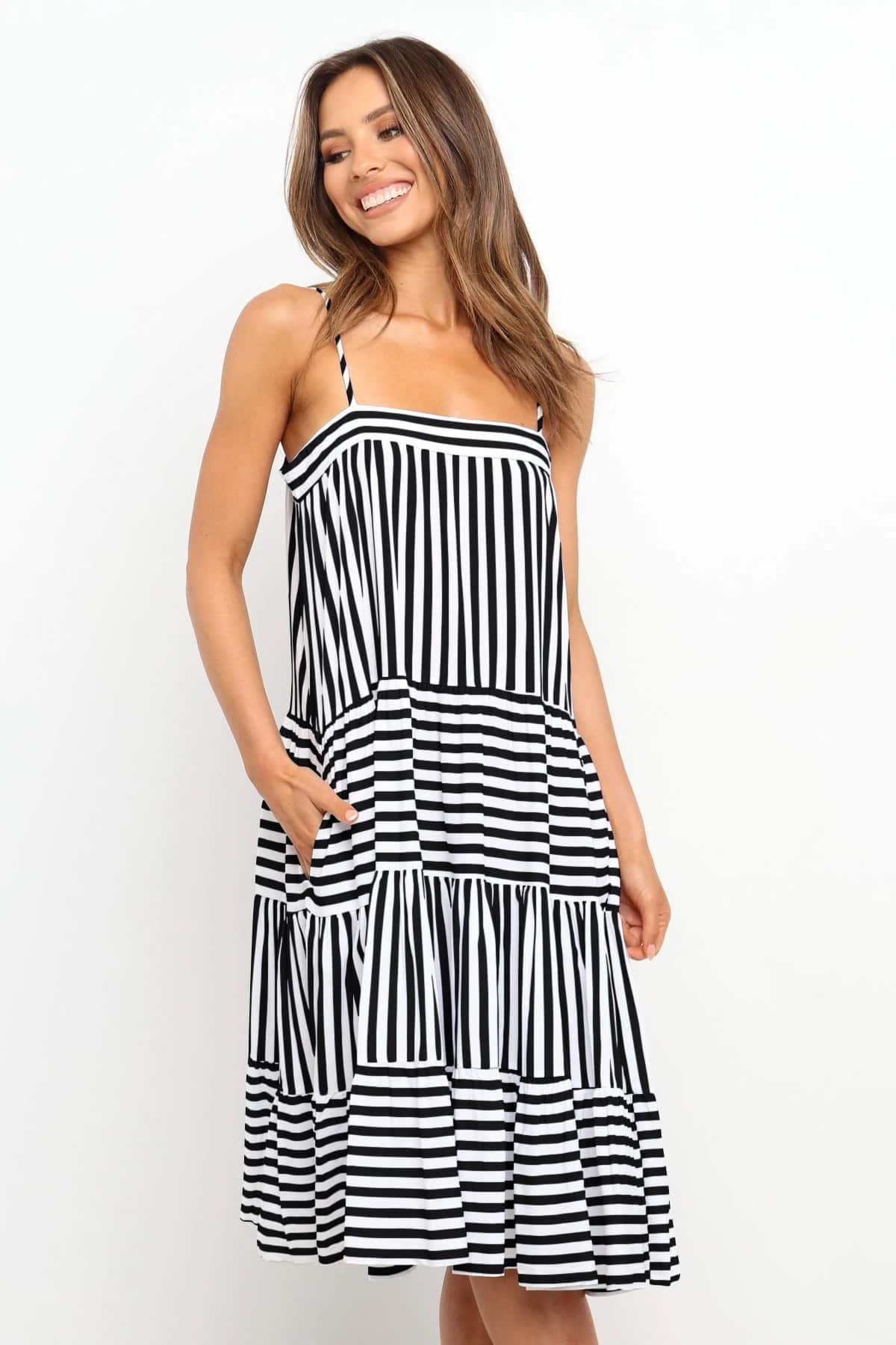 Women's Relax Fit Sling Stripe Dress - Light Blue - Image 5
