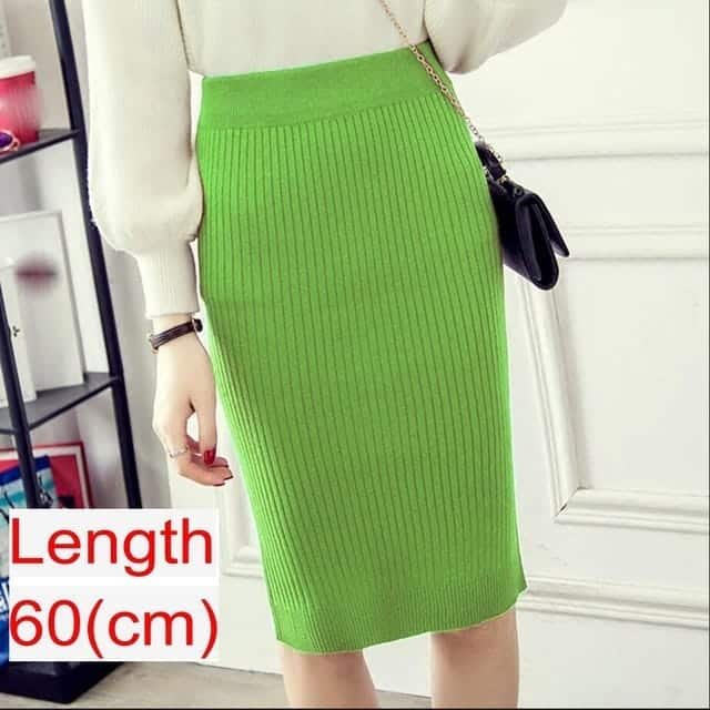 Women Office Skirt Spring Warm Knitted Pencil Skirts Ladies - Image 8