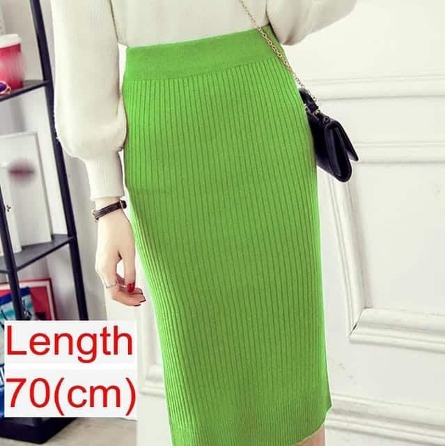 Women Office Skirt Spring Warm Knitted Pencil Skirts Ladies - Image 9