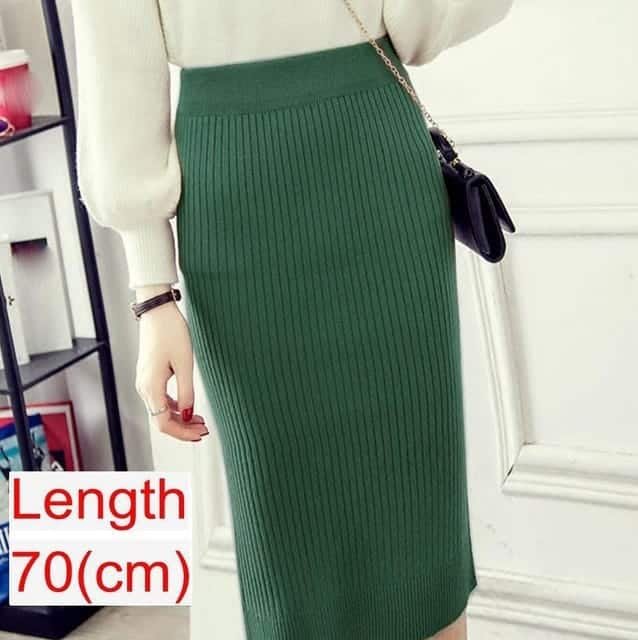 Women Office Skirt Spring Warm Knitted Pencil Skirts Ladies - Image 6